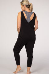 Black V-Neck Maternity Jumpsuit