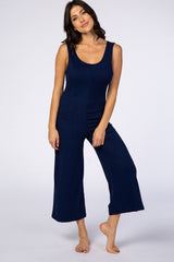 Navy Blue Sleeveless Maternity Jumpsuit