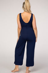 Navy Blue Sleeveless Maternity Jumpsuit