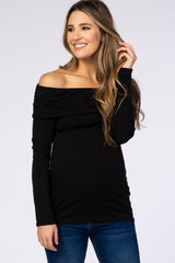 PinkBlush Black Off Shoulder Long Sleeve Maternity Top