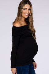 PinkBlush Black Off Shoulder Long Sleeve Maternity Top