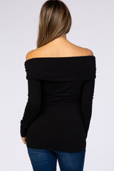 PinkBlush Black Off Shoulder Long Sleeve Maternity Top