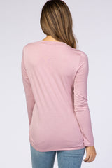 PinkBlush Pink Solid Layered Front Long Sleeve Maternity/Nursing Top