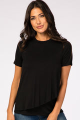 PinkBlush Black Short Sleeve Curved Hem Maternity Nursing Top