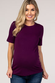 Plum Crew Neck Short Sleeve Maternity Top