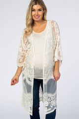 White Lace 3/4 Sleeve Maternity Cover Up