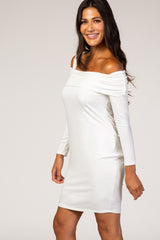 PinkBlush Ivory Fitted One Shoulder Dress