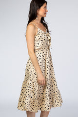 Cream Polka Dot Front Knot Dress