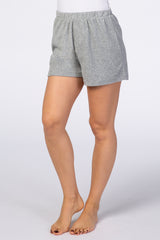 Grey Terry Elastic Waist Lounge Shorts