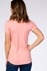 Pink Short Sleeve Wrap Nursing Top