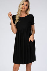 Black Swiss Dot Short Sleeve Dress