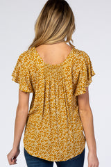 Mustard Floral Button Down Maternity Top