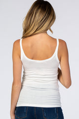 White Fitted Scoop Neck Maternity Tank Top