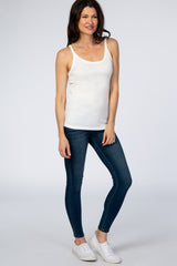 White Fitted Scoop Neck Tank Top