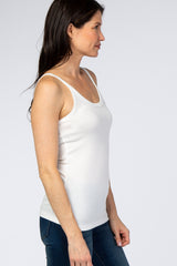 White Fitted Scoop Neck Tank Top