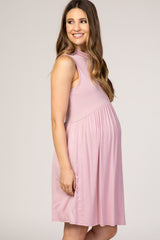 PinkBlush Mauve Sleeveless Mock Neck Maternity Dress