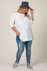 PinkBlush Medium Wash Distressed Hem Plus Maternity Jeans