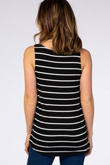 Black Striped Round Neck Tank Top