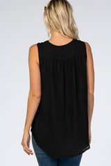 Black Sleeveless Chiffon Blouse