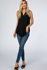 Black Sleeveless Chiffon Blouse