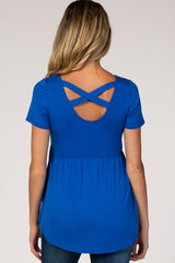 PinkBlush Blue Cross Back Maternity Top