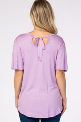 Lavender Tie Back Short Sleeve Maternity Top