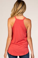 Coral Rounded Halter Neck Maternity Top