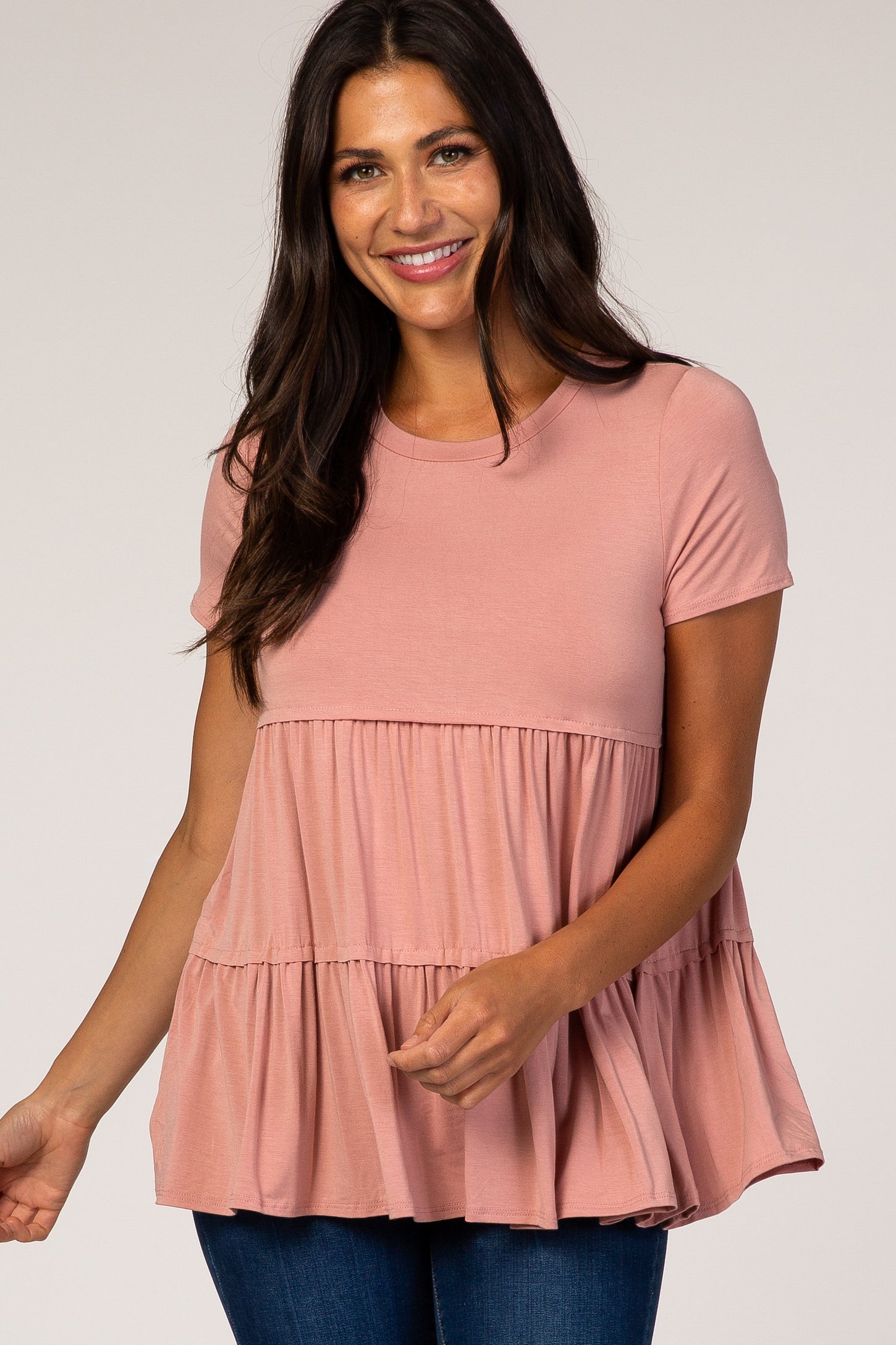 Pink Tiered Maternity Top