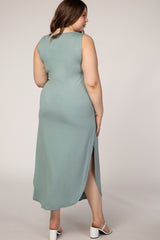 Sage Rounded Hem Maternity Plus Maxi Dress