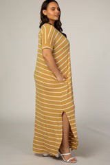 Mustard Stripe V-Neck Plus Maxi Dress