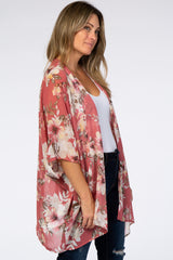 Pink Floral Chiffon Cover Up