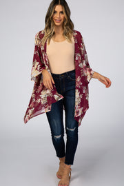 Burgundy Floral Chiffon Cover Up