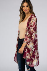 Burgundy Floral Chiffon Cover Up