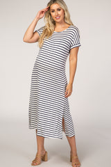 Navy Striped Maternity T-Shirt Dress