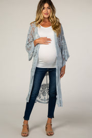 Light Blue Mesh Lace Maternity Cover Up