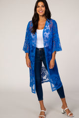 Royal Blue Mesh Lace Maternity Cover Up