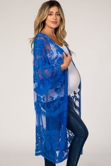 Royal Blue Mesh Lace Maternity Cover Up