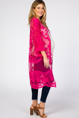 Magenta Mesh Lace Maternity Cover Up