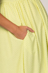 Neon Yellow Swiss Dot Short Sleeve Maternity Dress