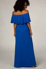 Royal Blue Off Shoulder Maxi Dress