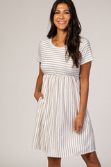 White Striped Babydoll Dress