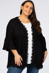 Black Crochet Lace Trim Maternity Plus Cover Up