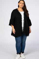 Black Crochet Lace Trim Plus Cover Up