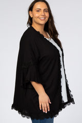 Black Crochet Lace Trim Plus Cover Up