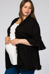 Black Crochet Lace Trim Maternity Plus Cover Up