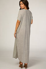 Beige Animal Print Maternity Maxi Dress