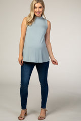 Dusty Green Mock Neck Maternity Tank Top