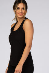 Black Solid Active Racerback Tank Top