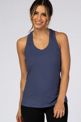 Blue Solid Active Racerback Tank To