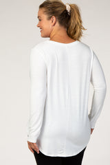 Ivory Basic Long Sleeve Plus Maternity Shirt